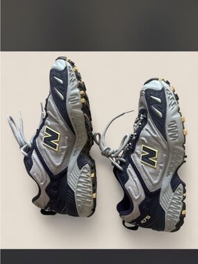 New Balance Trail Sneakers in Silver and Navy with Yellow Accents